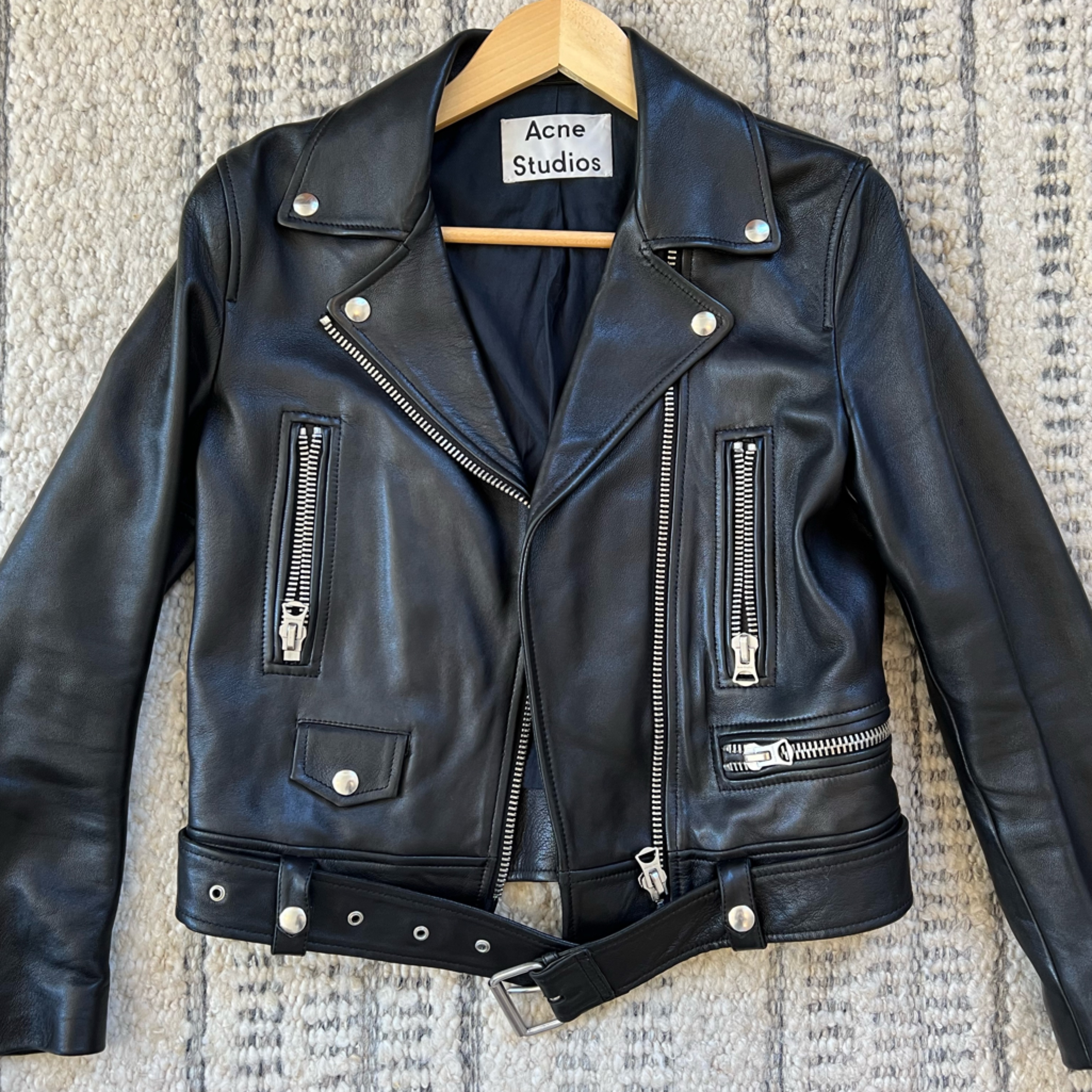 Acne Studios Black Leather Biker Jacket